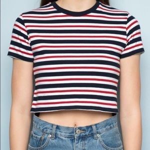 Brandy Melville Helen Cropped Striped T-Shirt